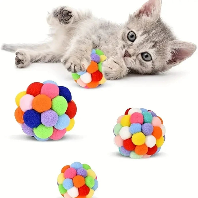 Kleurrijke Pluche Speelballen voor Katten met Belletje | Elastische en Zachte Ballen voor Zelfstandig Speelplezier
