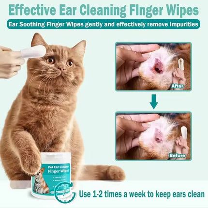 Ear Cleaning Wipes for Pets | Disposable | Finger Cover | Anti-Ear Mite | For Sensitive Ears | Pet Supplies | Suitable for Dogs and Cats | Hands Clean | Safe for Pets