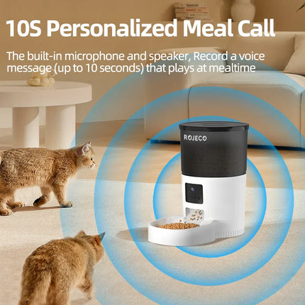 Slimme Voerautomaat met HD-Camera en Voice Recorder voor Katten & Honden | Instelbare Voedingsschema's & Live Video via App