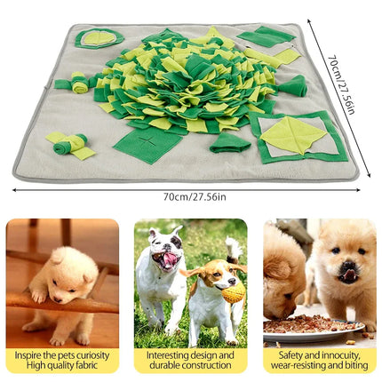 Snuffeltrainingsmat Voor Honden | Interactief Langzaam Voerspeelgoed | Duurzaam Handgemaakt Fleece | Stressverlichting en Energieverbruik | Machinewasbaar | Verstelbare Maten | Grijs of Groen | 45x45cm of 70x70cm