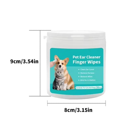 Ear Cleaning Wipes for Pets | Disposable | Finger Cover | Anti-Ear Mite | For Sensitive Ears | Pet Supplies | Suitable for Dogs and Cats | Hands Clean | Safe for Pets