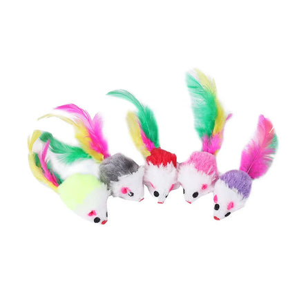 Fleece Pluche Katten Speelgoed | Interactieve Valse Muizen Met Veren | Kleurrijk Dier Vangt Het Oog | Veilig & Duurzaam | Training & Speelplezier | Set Van 10/20 Stuks | Voor Kittens & Katten