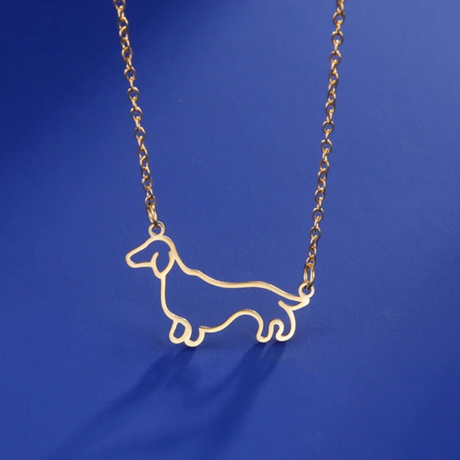 Teckel ketting voor dames en kinderen | Schattige RVS hanger hondje | Gift voor hondenliefhebbers | Sausage dog sieraden | Verstelbaar 45+5cm | Goud of staal