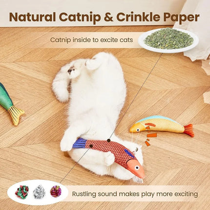 Interactieve Goudvis met Geluid voor Katten | Zacht Pluche Speelgoed Gevuld met Catnip | Stimuleert Spelen en Kauwen