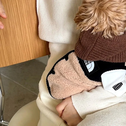 Pet Clothing | Embroidered Dog Cat Fleece Jacket | Autumn Winter Warm | Teddy Bear Design | Sleeveless with Buttons