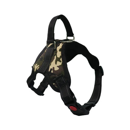 Hondenharnas Verstelbaar | Nylon Reflecterend | Geschikt voor Alle Honden | 150cm Sterke Riem | Zwart Rood Camouflage Luipaard | Alle Seizoenen Draagcomfort | Duurzaam en Veilig