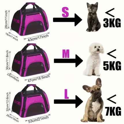 Opvouwbare Reistas voor Katten en Honden | Comfortabel en Veilig | Ademend Mesh & Duurzaam Nylon | Drie Maten Available