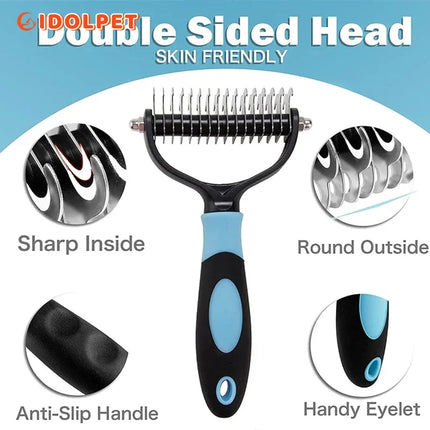 SheddyBuddy | Professionele 2-Zijdige Borstel voor Klitvrije Vacht van Katten en Honden | Zacht voor de Huid | Ergonomisch Handvat