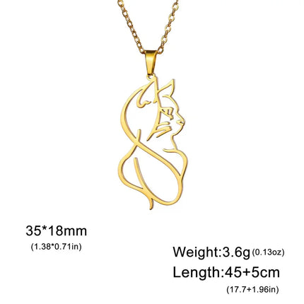 Kattenhanger ketting dames | Edelstalen sieraden | Schattige katten vorm | Goud & Zilver  | Trendy uniseks dieren ketting | Perfect cadeau voor kattenliefhebbers