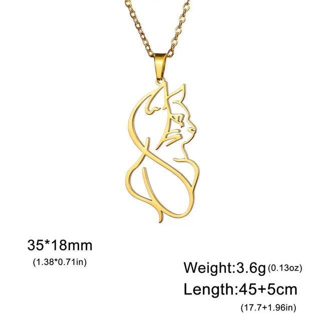 Kattenhanger ketting dames | Edelstalen sieraden | Schattige katten vorm | Goud & Zilver  | Trendy uniseks dieren ketting | Perfect cadeau voor kattenliefhebbers