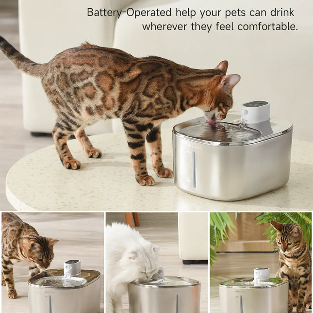 Draadloze Drinkoplossing voor Honden en Katten | 4L Capaciteit | RVS, USB-C Oplaadbaar, met Waterlevel Indicator | Inclusief Reinigingskit