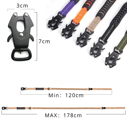 Bungee Hondenriem met Snelsluiting | Reflecterende Draad | Schokabsorberend | Dubbel Handvat | Weerbestendig Nylon | Voor Grote Honden | 178 cm Uittrekbaar