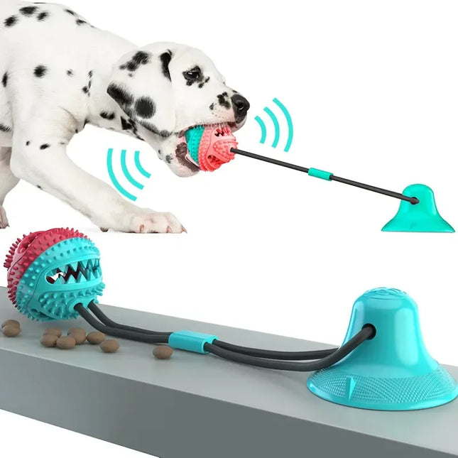 Interactieve Hondenbal voor Grote Rassen | Multifunctioneel | Zuignap, Touw, Voedselverstopfunctie | Tandverzorging & Stressverlichting
