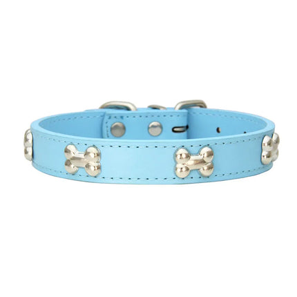 Luxe Kunstleren Halsaccessoire voor Huisdieren met Metalen Botdetails | Verstelbaar en Comfortabel | Geschikt voor Honden en Katten
