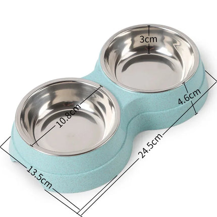 PawPerfect Dubbele Set | Roestvrijstalen Eet- & Drinkbakken voor Huisdieren | Antislip, Duurzaam & Hygiënisch