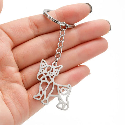 Sleutelhanger Bulldog Cartoon | Roestvrijstaal Dieren Sleutelhanger | Verschillende Stijlen | Honden Accessoire | Cadeau Unisex | Trendy Metaal Sleutelhangers | Leuk voor Tassen en Sleutels