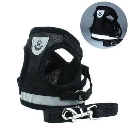 Effosola Hondenharnas | Instelbaar Gewatteerd Vest | Mesh Materiaal | Lijnen met Trektouw | Geschikt voor Puppy's | Effen Kleuren | Alle Seizoenen | Duurzaam Fiber | Veilig voor Honden en Katten