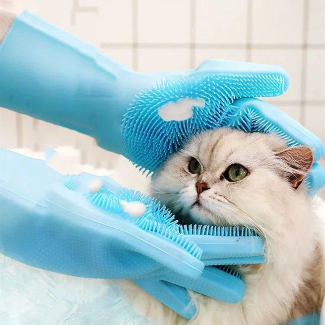 Cat Care | Silicone Bath Gloves | Anti-Scratch and Anti-Bite Mitt | Pet Supplies | Bath Accessories | Suitable for Teddy | Safe and durable material | Easy to clean
