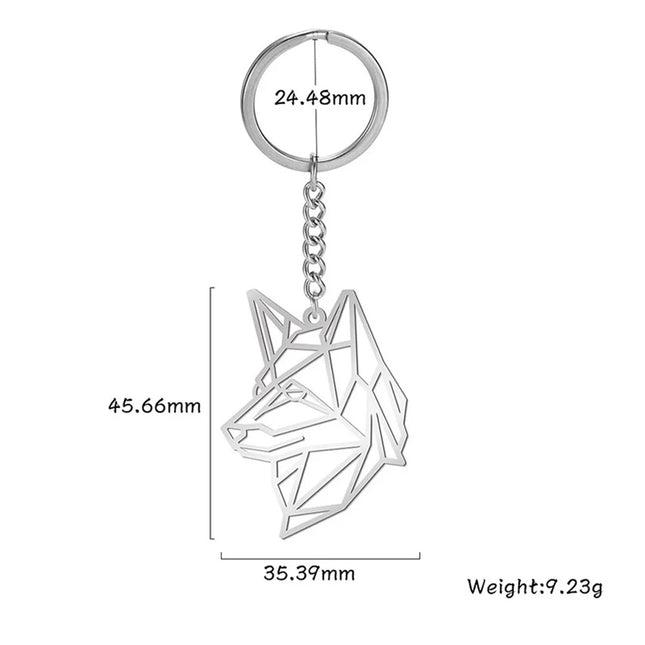 Wolf Sleutelhanger Roestvrij Staal | Punk Dier Sleutelhouder | Cadeau voor Kinderen & Mannen | Stoer Wolf Hanger Sleutelhanger | My Shape Unisex Mode Accessoire