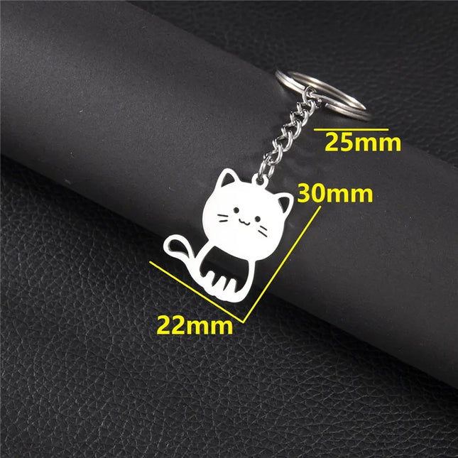Dames Sleutelhanger | Schattige Kattenhanger voor Tas, Portemonnee of Autosleutels | RVS Zilver | Kitty Accessoire & Sieraad | Cadeau Idee