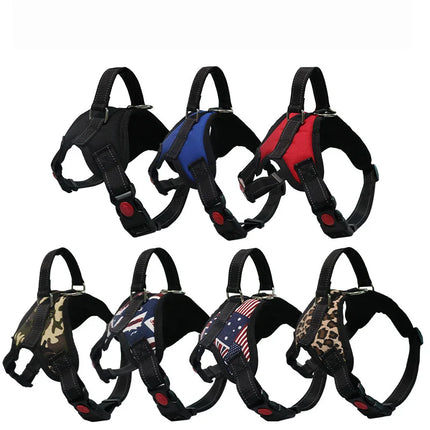 Hondenharnas Verstelbaar | Nylon Reflecterend | Geschikt voor Alle Honden | 150cm Sterke Riem | Zwart Rood Camouflage Luipaard | Alle Seizoenen Draagcomfort | Duurzaam en Veilig