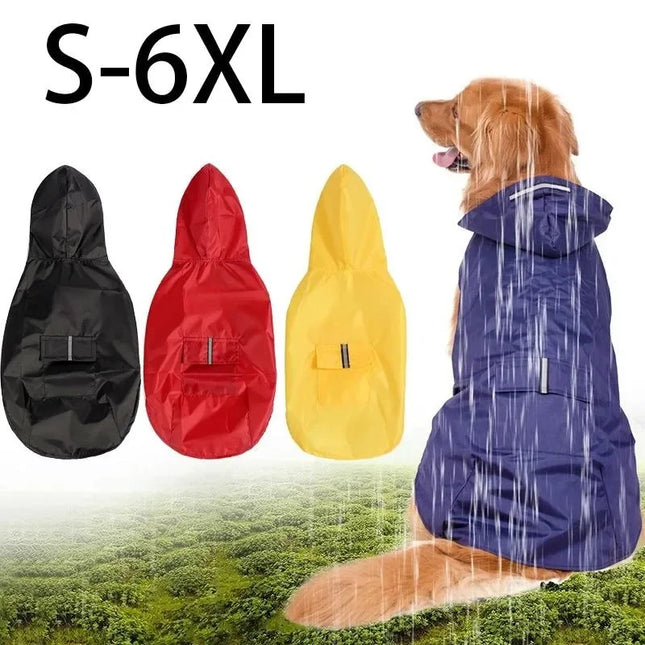 Waterdichte Jas met Reflecterende Band en Klittenbandsluiting voor Huisdieren | Maten S-6XL in Blauw, Marine, Wijnrood, Geel