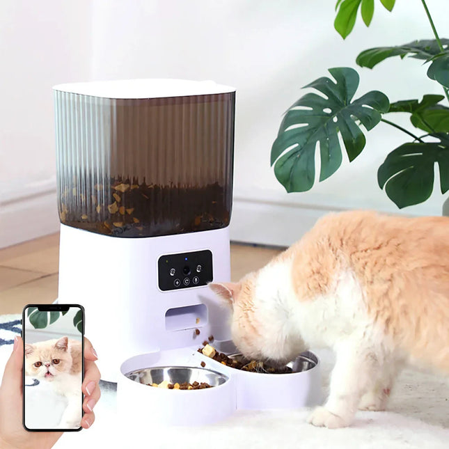 Slimme Voederdispenser 5L voor Katten en Honden | Ingebouwde Camera en Voice Recorder | Bediening via App