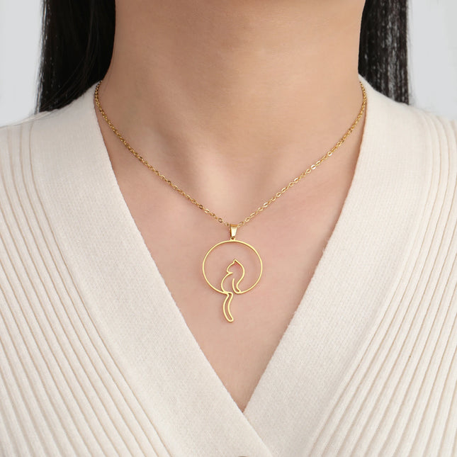 Katten Hanger Ketting voor Dames | Roestvrijstaal | Schattige Kat Sieraad | Trendy Dieren Ketting | Gift Idee | Goud & Zilver  | Vert Niet | Mode Sieraad voor Feest, Verjaardag, Bruiloft