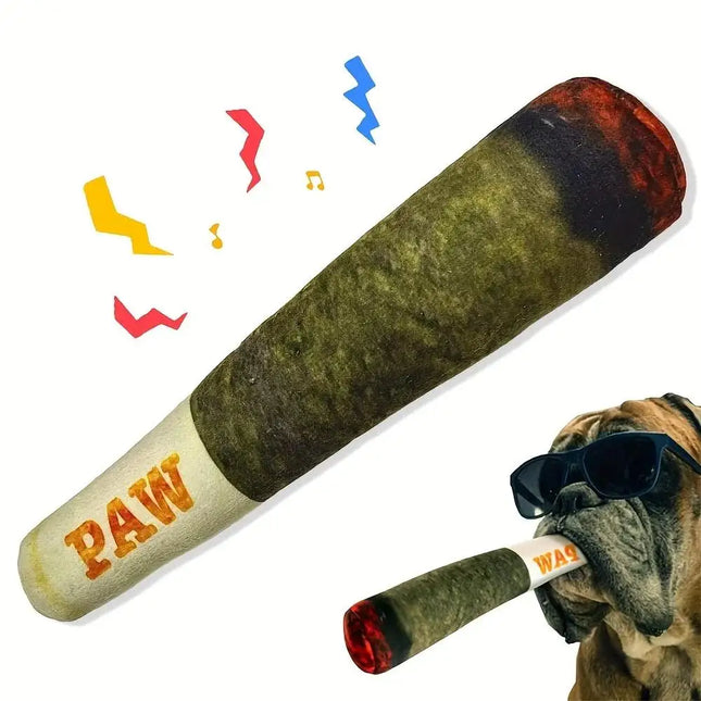 HappyChew Pluche Interactief Hondenspeelgoed | Sigaarvorm met Pieper | Duurzaam en Stressverlichtend | Bruin