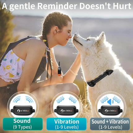 Obroża antyszczekowa BarkShield | Dźwięk i wibracje | Akumulatorowa i wodoodporna | Redukuje szczekanie | Dla wszystkich psów | Zasięg 975 m | Przyjazna dla zwierząt domowych obroża antyszczekowa | Regulowane dopasowanie | Odporna na wstrząsy