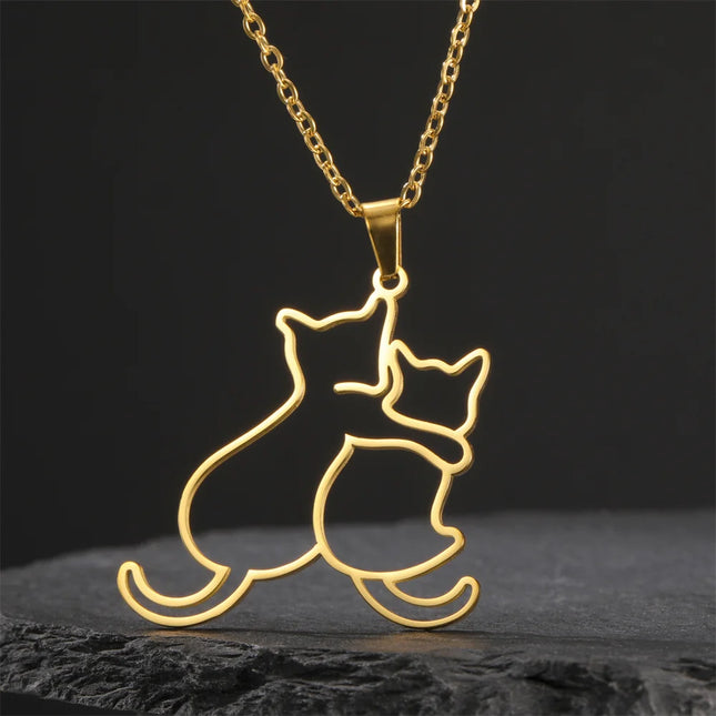 Honden en Katten Keten voor Dames | Roestvrijstalen Dieren Hanger Ketting | Sieraad Cadeau voor Huisdierliefhebbers | Verstelbare 45cm | Anti-allergisch