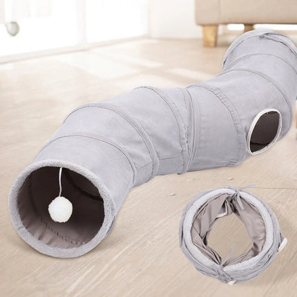 FunTunnel | Veelzijdige en opvouwbare speeltent voor katten | Met krinkelende voering en bel | Ideaal voor binnen en buiten
