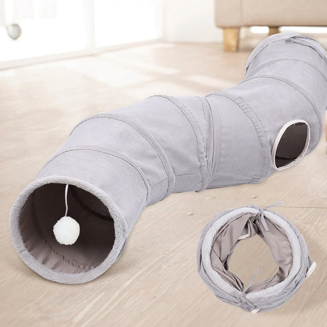 FunTunnel | Veelzijdige en opvouwbare speeltent voor katten | Met krinkelende voering en bel | Ideaal voor binnen en buiten