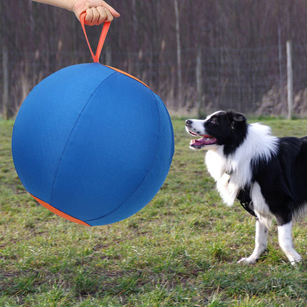 HerdMaster | Duurzame Opblaasbare Speelbal voor Honden, 45 cm | Polyester, Inclusief Handpomp | Blauw & Oranje