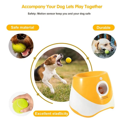 Oplaadbare Interactieve Tennisbalwerper voor Honden | Instelbare Werpafstanden 3m-9m | Inclusief USB Lader & Mini Tennisballen