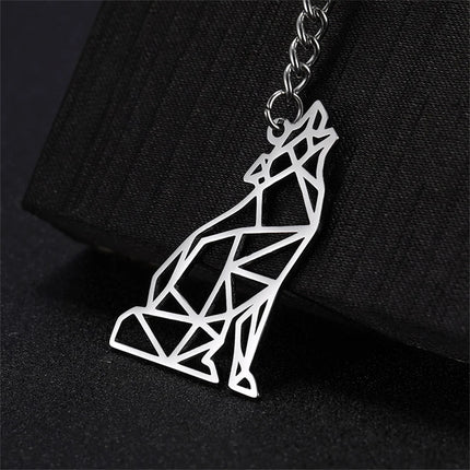 Sleutelhanger wolf | RVS punk dierenhanger | Trendy key ring | Origineel cadeau voor kinderen & mannen | My Shape accessoire | Unisex sleutelhouder