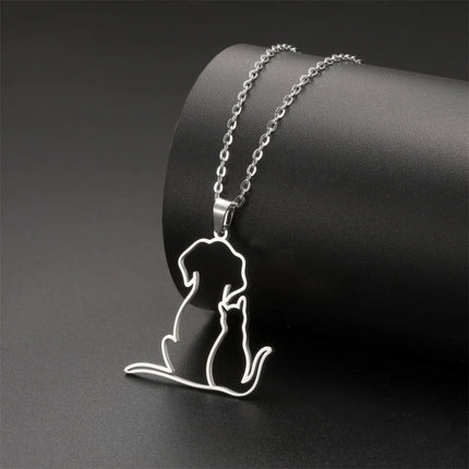 My Shape Dierenvriend Hanger Ketting | Roestvrijstalen Kat & Hond Sieraad | Dames & Meisjes | Cadeau voor Huisdierliefhebbers | 45cm Verstelbaar | Allergievrij | Goud & Zilver