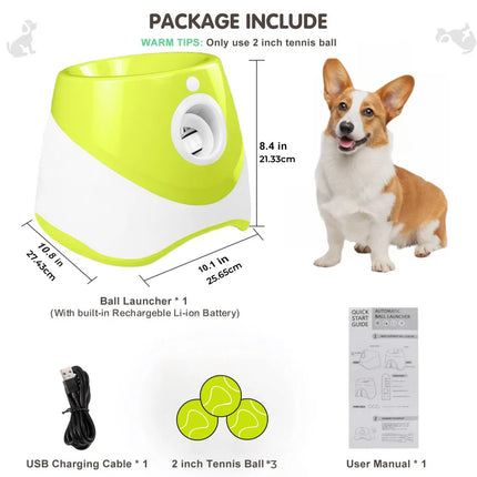 FetchMaster Pro | Automatisch Speelsysteem voor Honden | Verstelbare Werpafstanden 3m, 6m, 9m | Inclusief Bal van 5 cm | Ideaal voor Binnen en Buiten