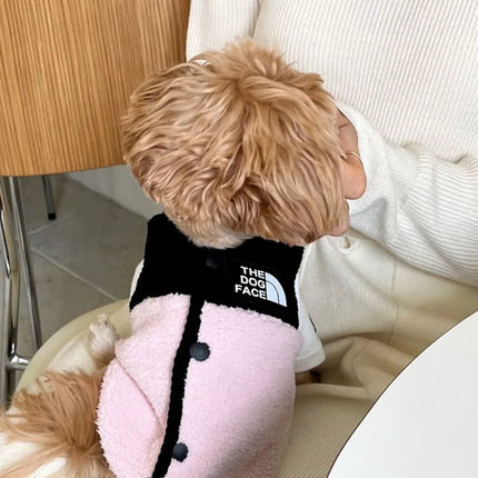 Pet Clothing | Embroidered Dog Cat Fleece Jacket | Autumn Winter Warm | Teddy Bear Design | Sleeveless with Buttons