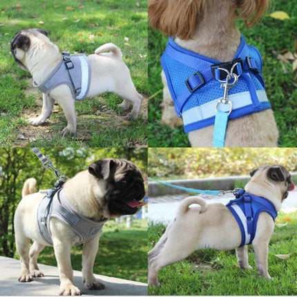 Effosola Hondenharnas | Instelbaar Gewatteerd Vest | Mesh Materiaal | Lijnen met Trektouw | Geschikt voor Puppy's | Effen Kleuren | Alle Seizoenen | Duurzaam Fiber | Veilig voor Honden en Katten