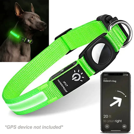 GlowTrack - Veilige LED-halsband met GPS en Airtag voor Honden | Waterdicht en USB-Oplaadbaar | Multicolor, Geschikt voor Alle Seizoenen