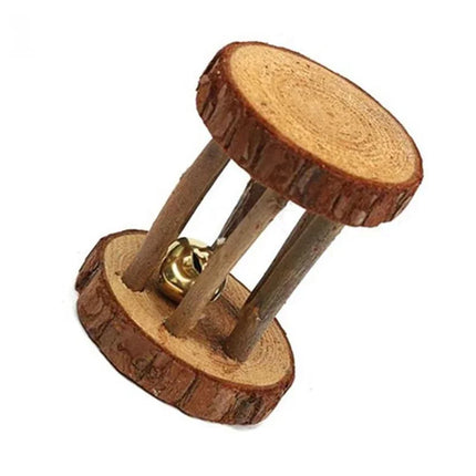 Natuurlijk Houten Speelgoed Konijn Roller | Dumbells Unicycle Bel | Knagende Tandenslijper voor Cavia's en Ratten | Huisdier Accessoires Molar Gereedschap | Geschikt voor Konijnen en Kleine Knaagdieren