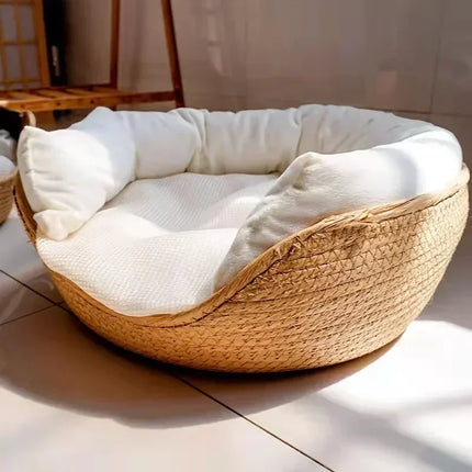 YBPetra Kattenmand | Bamboe Weeftechniek | Eco-vriendelijk | Zacht Meubel voor Binnenkatten | Ademendontwerp | 100% Katoen | Handgeweven Huisdier Sofa | Stijlvol en Duurzaam | Geschikt voor Kleine en Middelgrote Katten