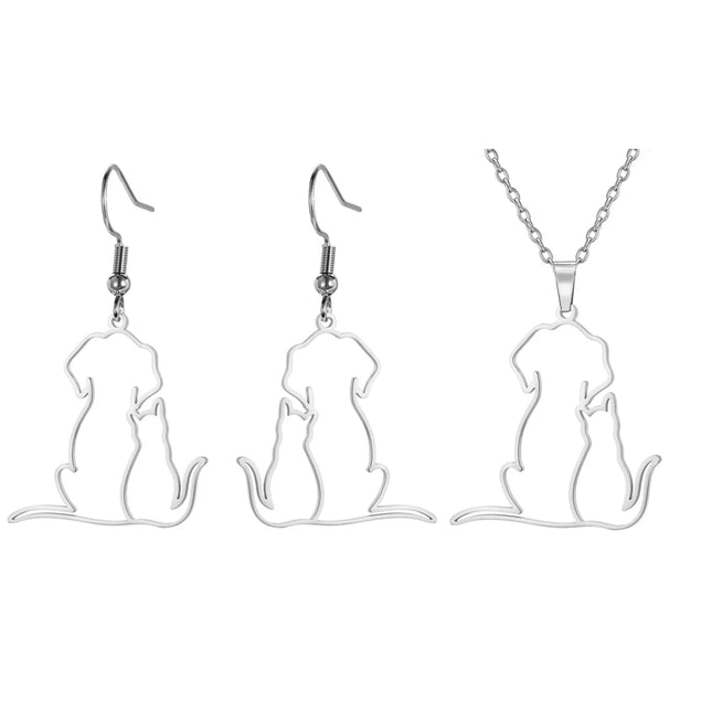 Halsketting voor Dierenliefhebbers | RVS Honden- en Kattenhanger | Trendy Dames Sieraad | Verstelbare Ketting 45+5cm | Ideaal Cadeau voor Vrouwen & Meisjes | Allergievrij & Duurzaam