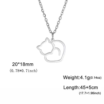 Katten hanger ketting voor dames | RVS | Schattige katten dieren hanger | Trendy mode ketting | Cadeau idee | Zilver & goud | Allergievrij | Vert niet | Unisex sieraad