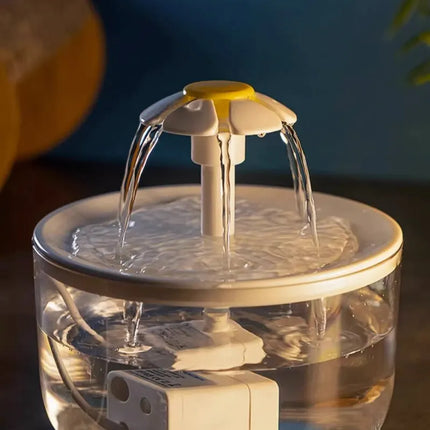 Automatische waterfontein voor huisdieren | Stille circulatie | Met waterfilter | Transparant bloemen deksel | 1 liter capaciteit | Voor katten en kleine honden