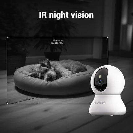 Blurams 2K Binnencamera voor Huisdieren | 360° Rotatie | Tweeweg-Audio | Kleurnachtzicht | Wifi-verbinding | PTZ-Functie