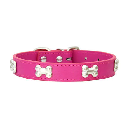 Luxe Kunstleren Halsaccessoire voor Huisdieren met Metalen Botdetails | Verstelbaar en Comfortabel | Geschikt voor Honden en Katten
