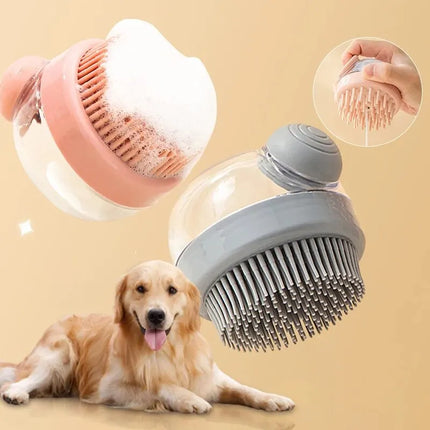 ScrubBuddy | Zachte Siliconen Verzorgingsborstel met Shampoo Dispenser voor Huisdieren | Massagefunctie | Compact Design
