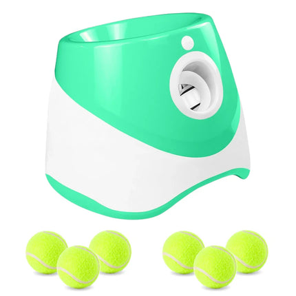 Oplaadbare Interactieve Tennisbalwerper voor Honden | Instelbare Werpafstanden 3m-9m | Inclusief USB Lader & Mini Tennisballen